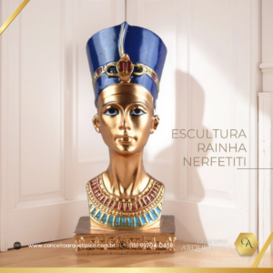 Escultura Nefertiti Dourada